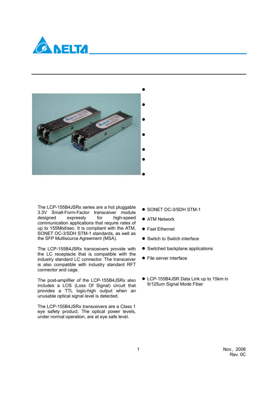 Delta Electronics LCP-155B4JSRx Series User Manual | 12 pages