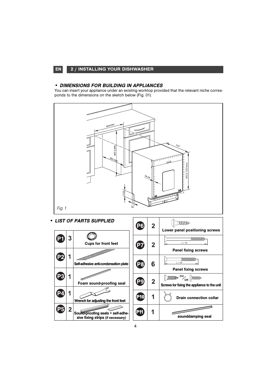 DE DIETRICH DVH1150 User Manual | Page 4 / 12