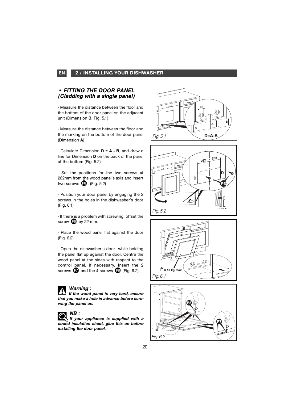 Warning | DE DIETRICH DVH610 User Manual | Page 8 / 11