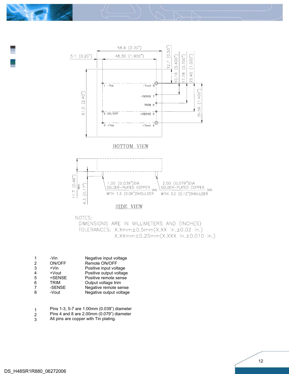 Mechanical drawing | Delta Electronics H48SR User Manual | Page 12 / 13