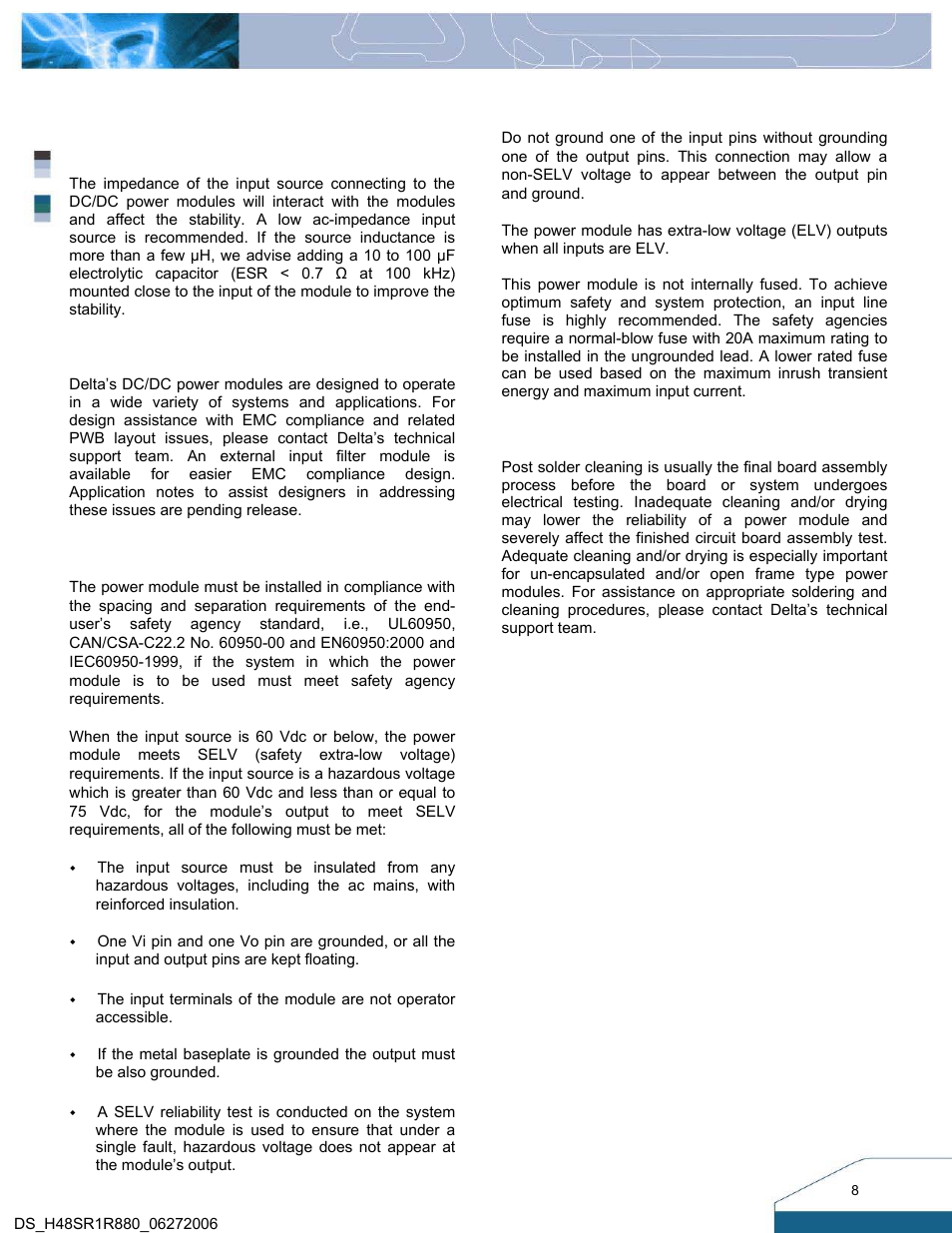 Design considerations | Delta Electronics H48SR User Manual | Page 8 / 13