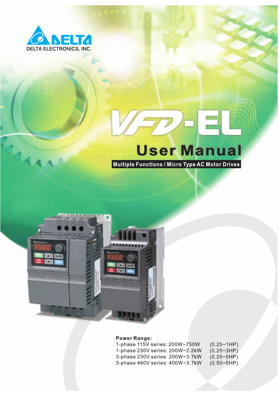 Delta Electronics AC Motor Drive VFD-EL User Manual | 209 pages