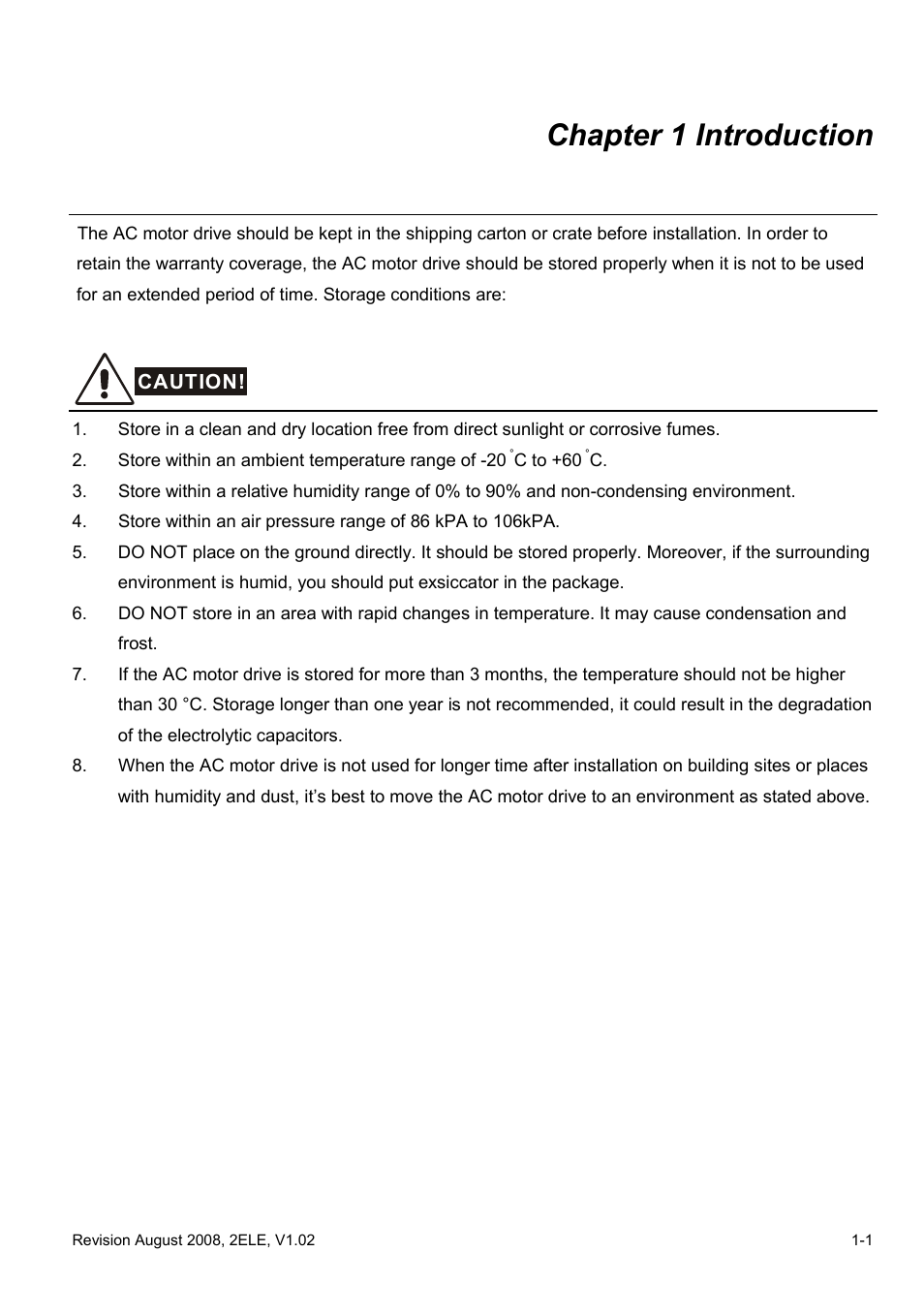 Chapter 1 introduction, Chapter 1 introduction -1 | Delta Electronics AC Motor Drive VFD-EL User Manual | Page 12 / 209