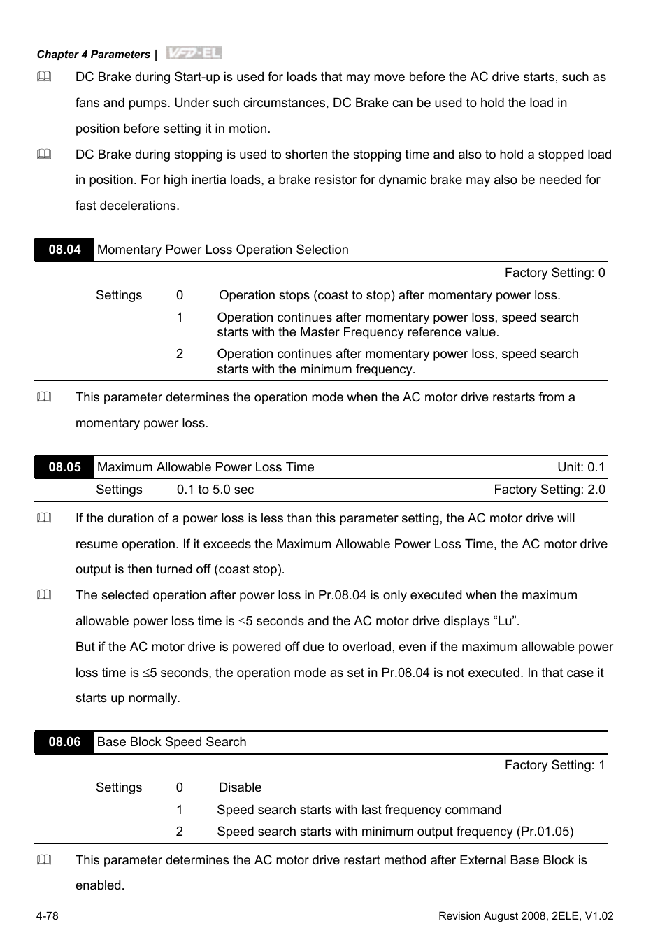 Delta Electronics AC Motor Drive VFD-EL User Manual | Page 121 / 209