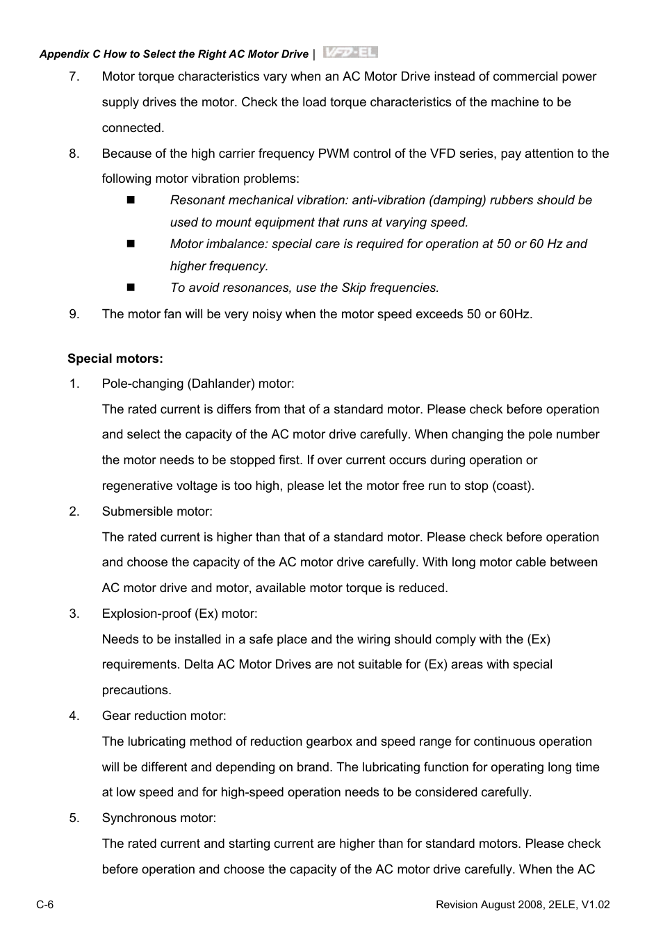 Delta Electronics AC Motor Drive VFD-EL User Manual | Page 207 / 209