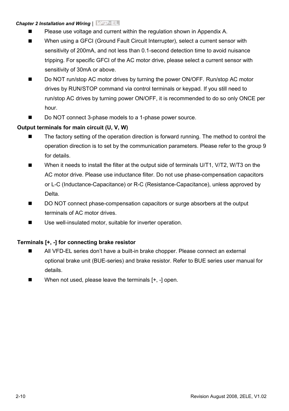 Delta Electronics AC Motor Drive VFD-EL User Manual | Page 31 / 209