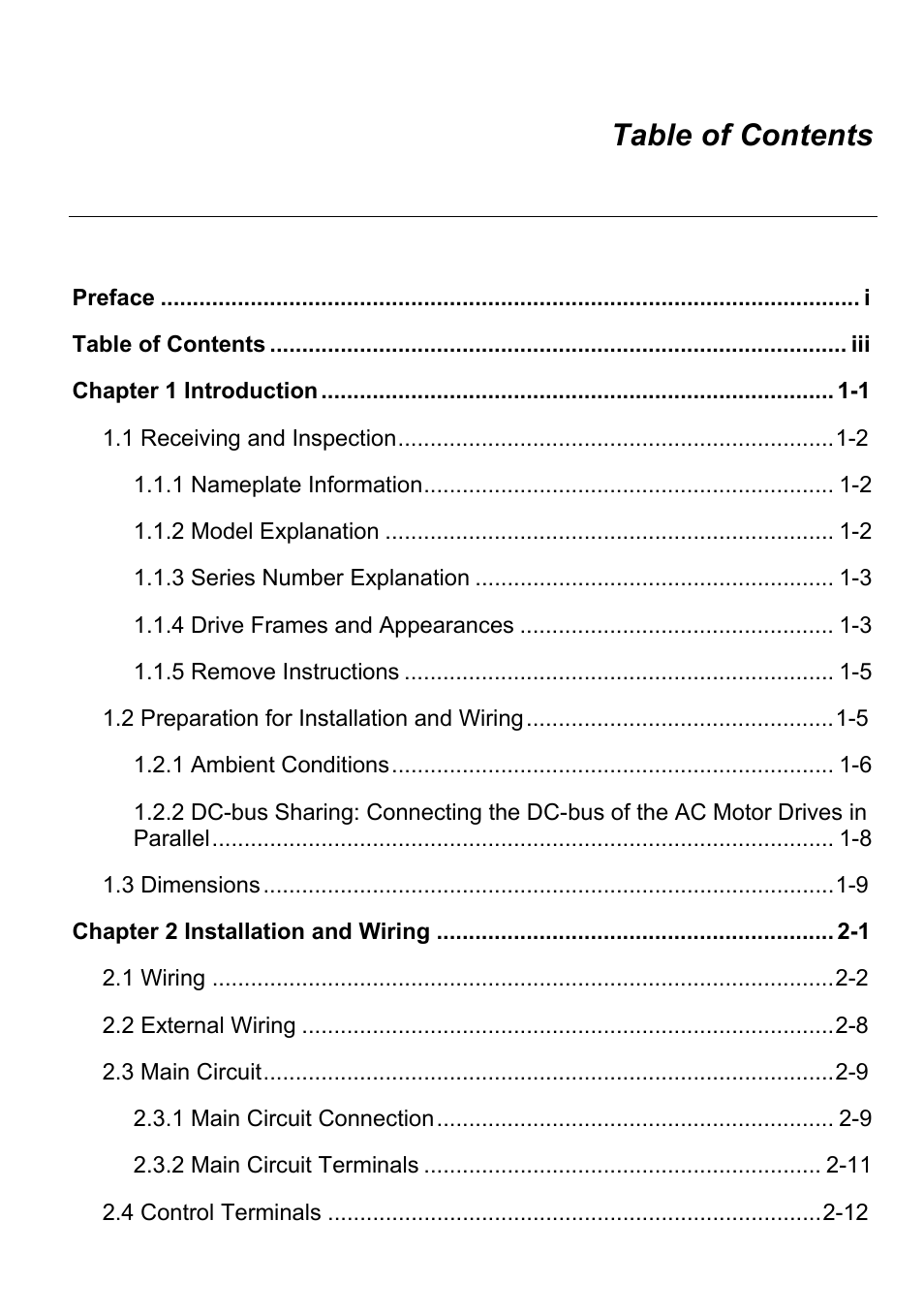 Delta Electronics AC Motor Drive VFD-EL User Manual | Page 6 / 209