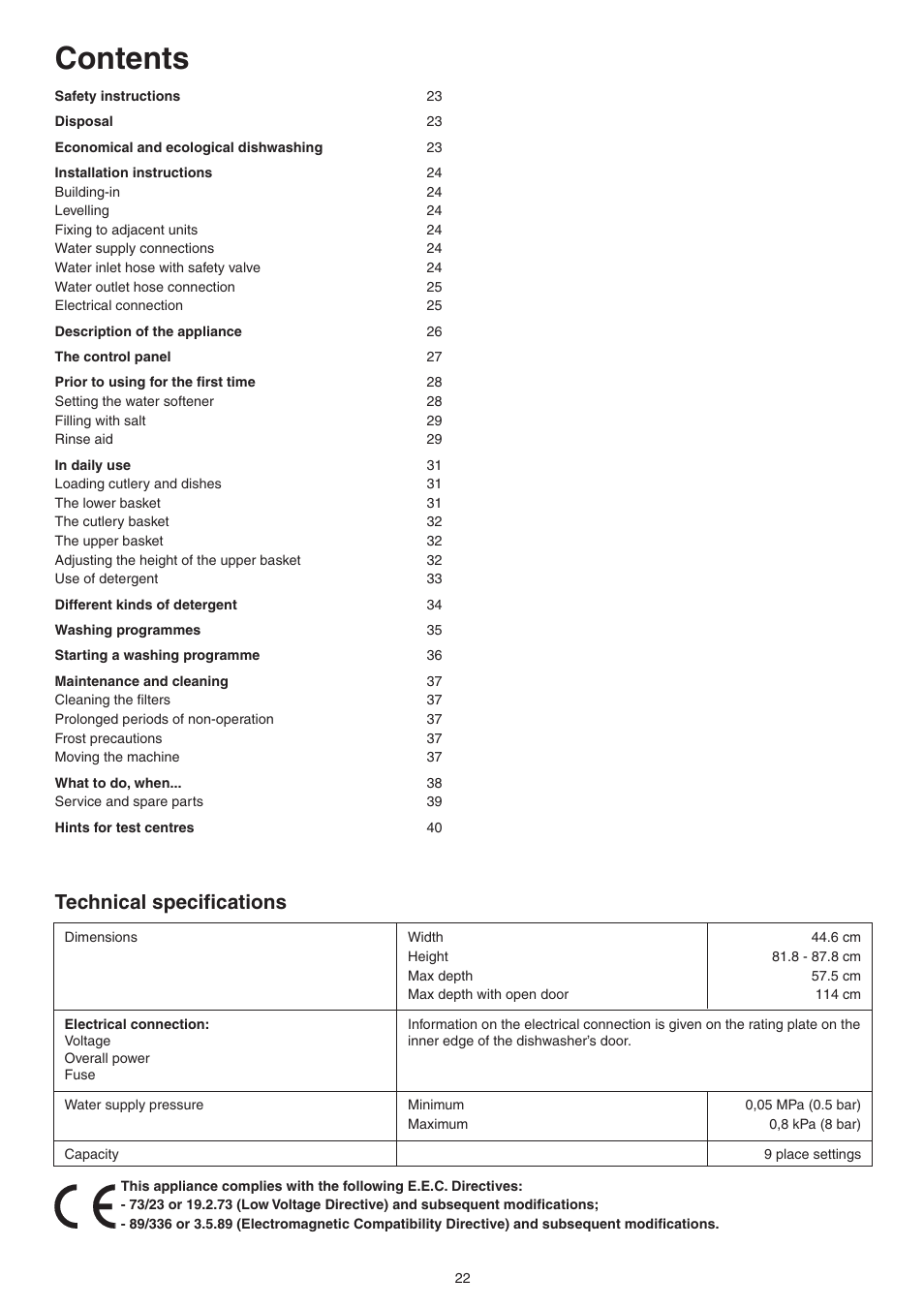 DE DIETRICH DVY430 User Manual | Page 22 / 60