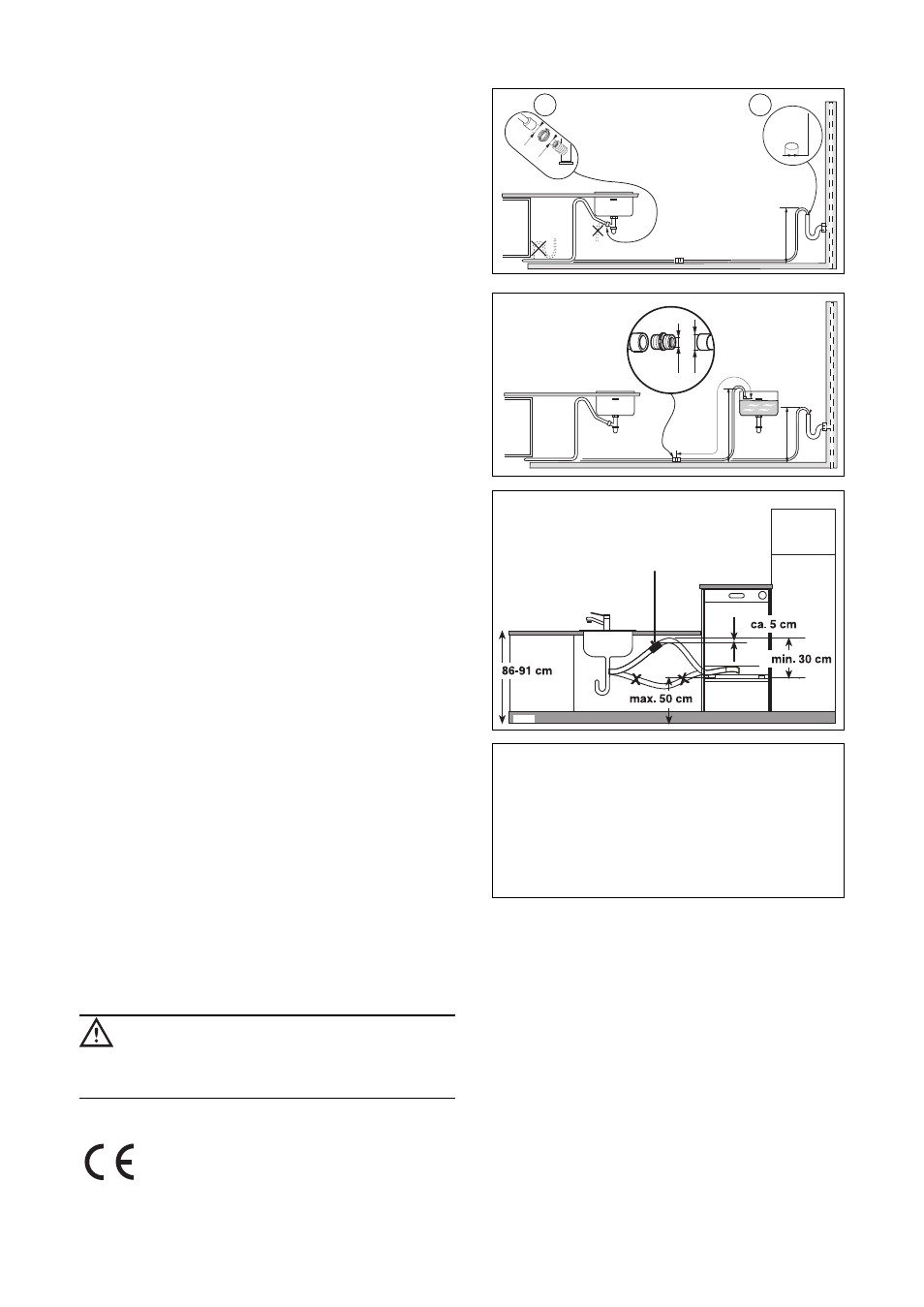 Anschluß des wasserablaufschlauches, Elektroanschluß | DE DIETRICH VM7451 User Manual | Page 21 / 61