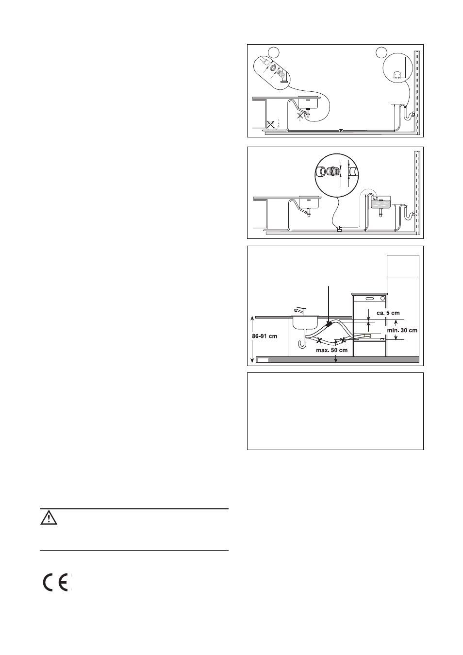 Anschluß des wasserablaufschlauches, Elektroanschluß | DE DIETRICH VZ9456E1 User Manual | Page 22 / 64