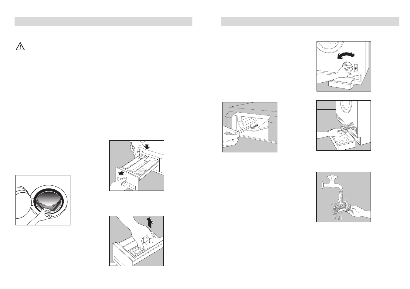 Descaling, Door seal, External cleaning | Cleaning the detergent drawer, Cleaning the drawer recess, Cleaning the drain filter, Maintenance and cleaning | DE DIETRICH WBD1211 User Manual | Page 14 / 23