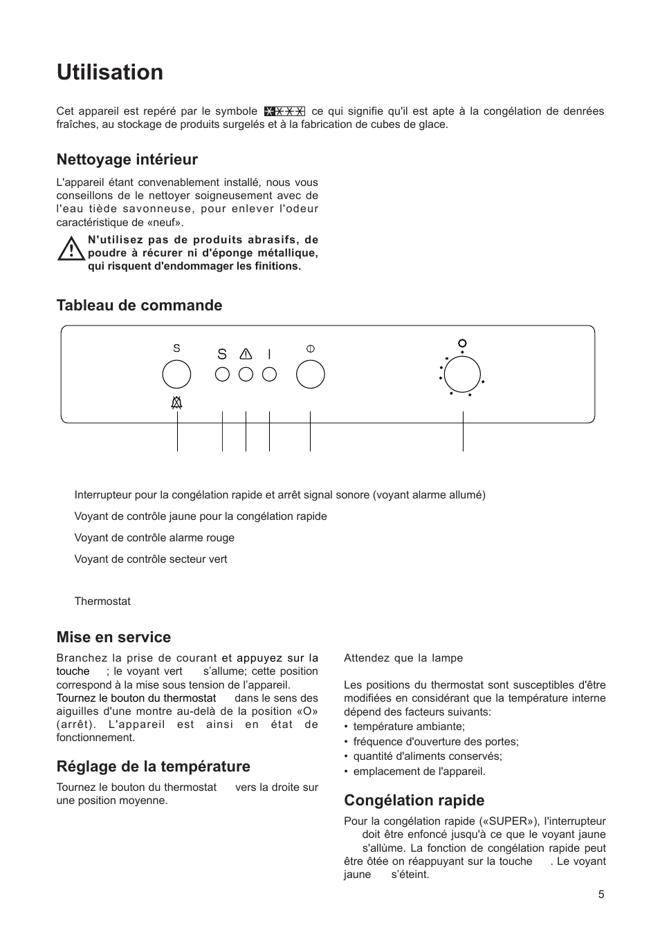 Utilisation | DE DIETRICH DFF310JE1 User Manual | Page 5 / 76