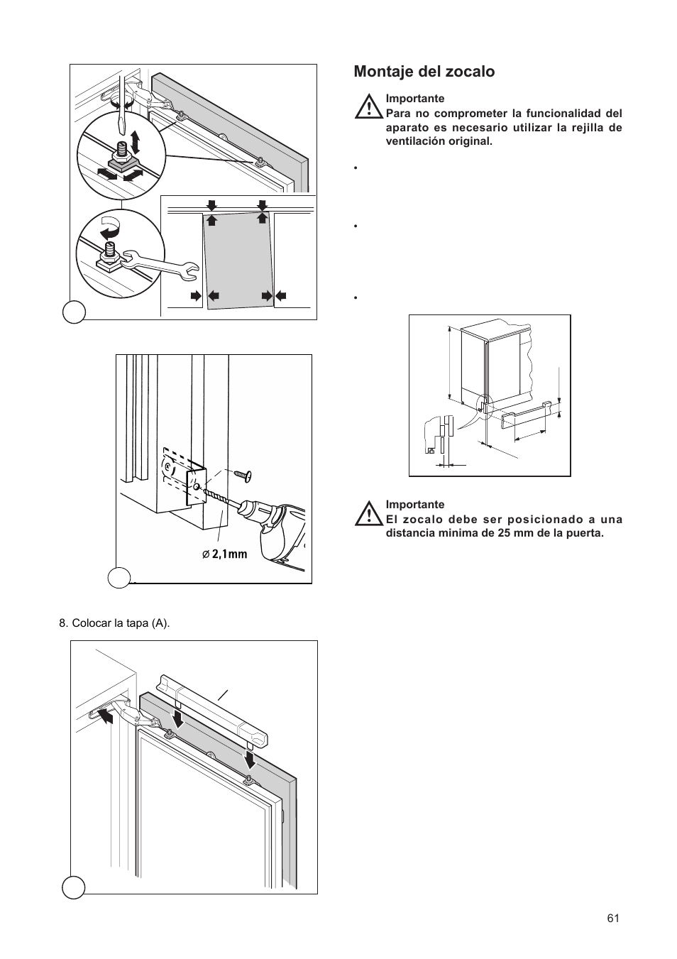 Montaje del zocalo | DE DIETRICH DFF310JE1 User Manual | Page 61 / 76
