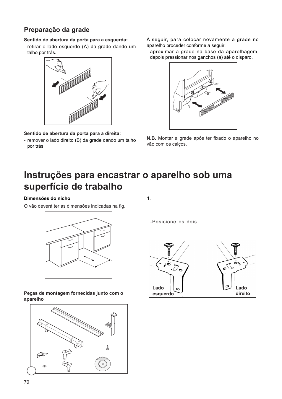 Prepara•‹o da grade | DE DIETRICH DFF310JE1 User Manual | Page 70 / 76