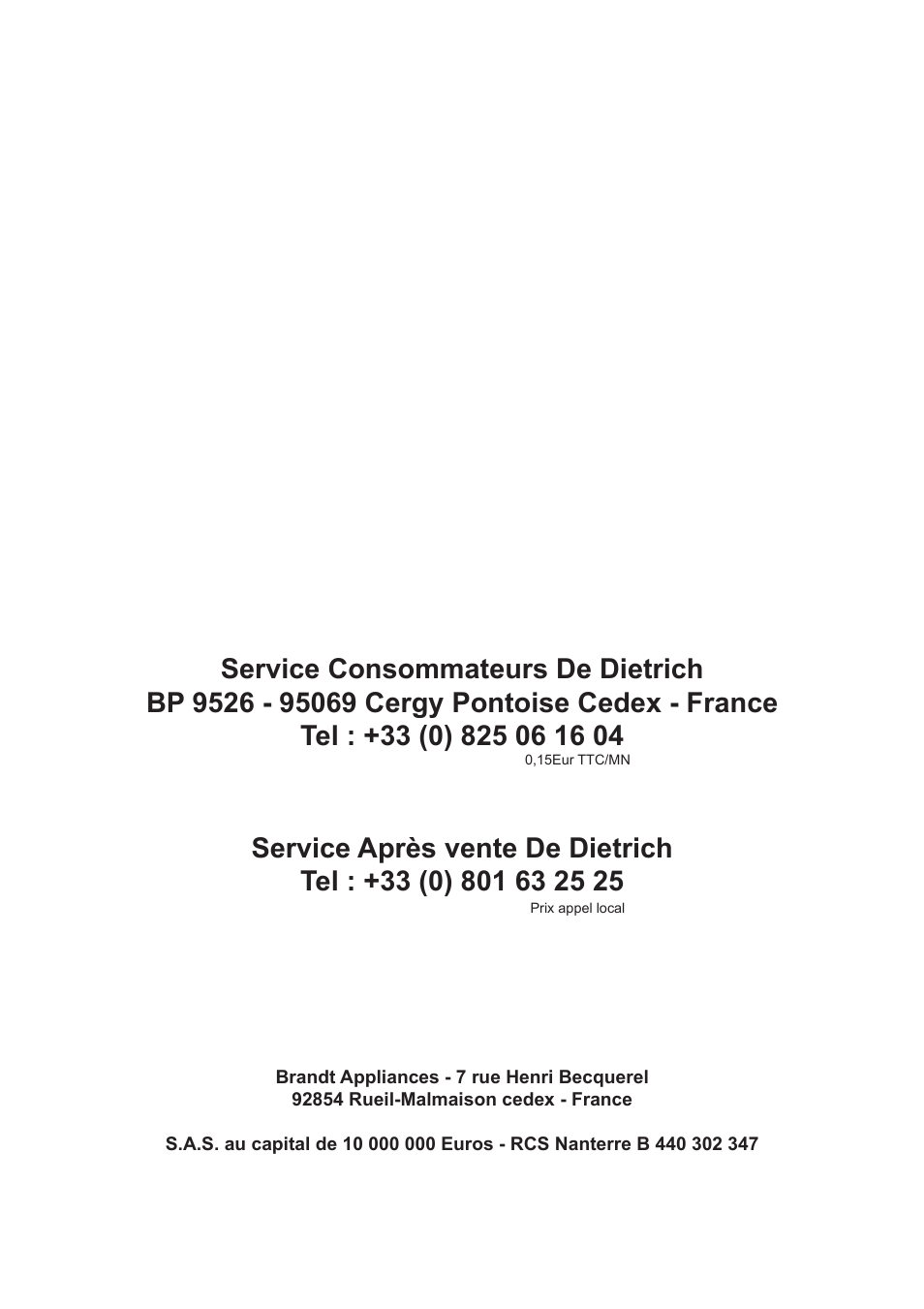 DE DIETRICH DFF310JE1 User Manual | Page 76 / 76