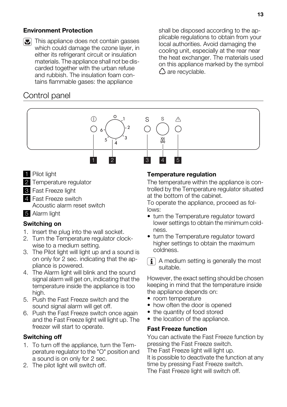 Control panel | DE DIETRICH DFF910JE User Manual | Page 13 / 56