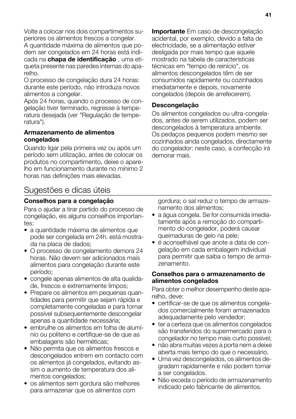 Sugestões e dicas úteis | DE DIETRICH DFF910JE User Manual | Page 41 / 56