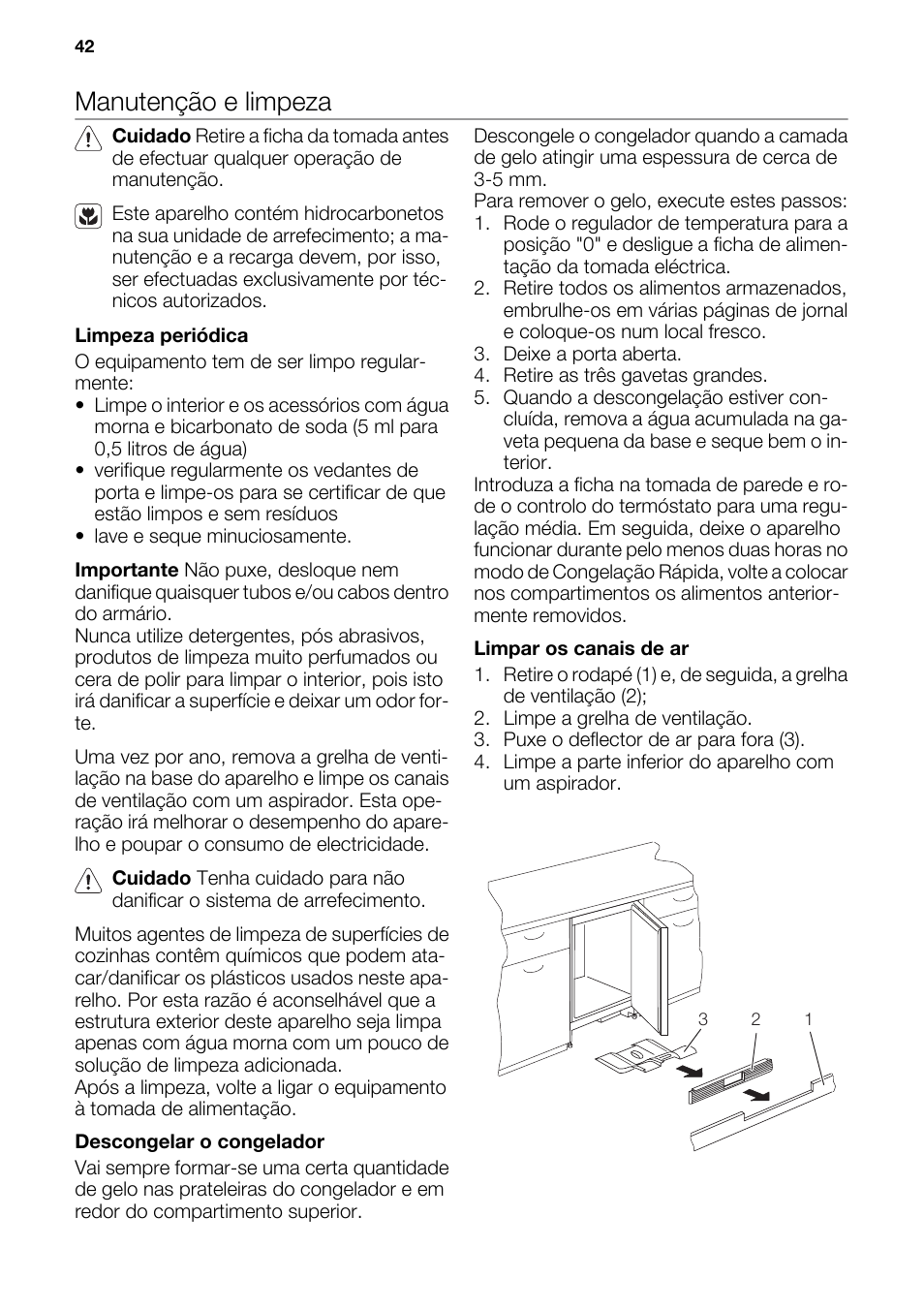 Manutenção e limpeza | DE DIETRICH DFF910JE User Manual | Page 42 / 56