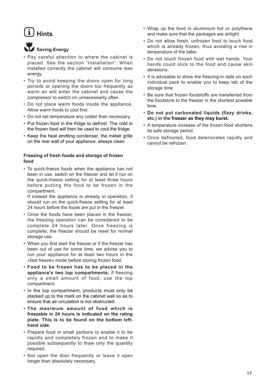 Hints | DE DIETRICH DFS511JE1 User Manual | Page 5 / 12