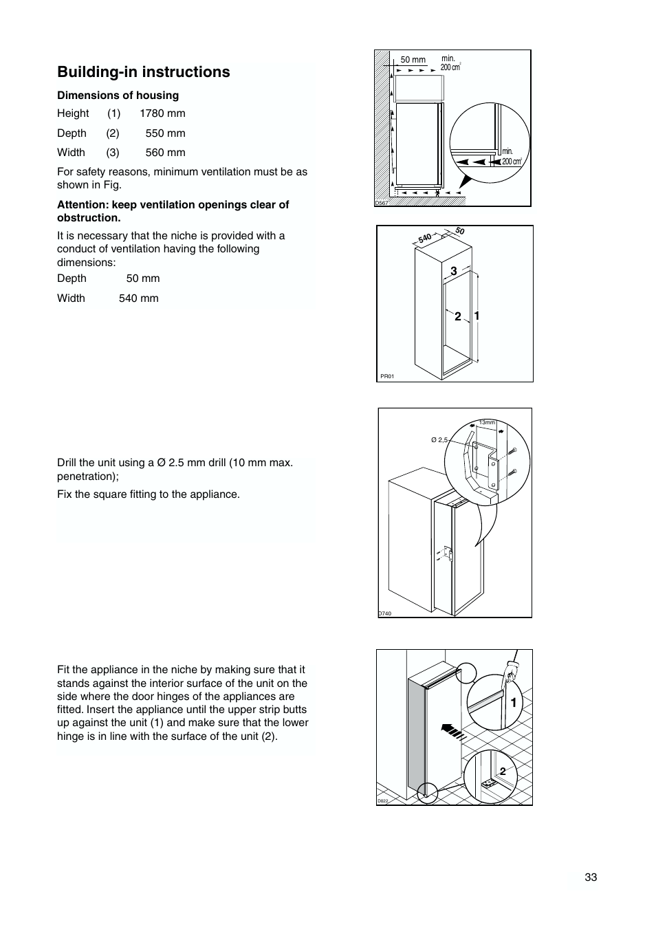 Building-in instructions | DE DIETRICH DFS620JE User Manual | Page 33 / 40