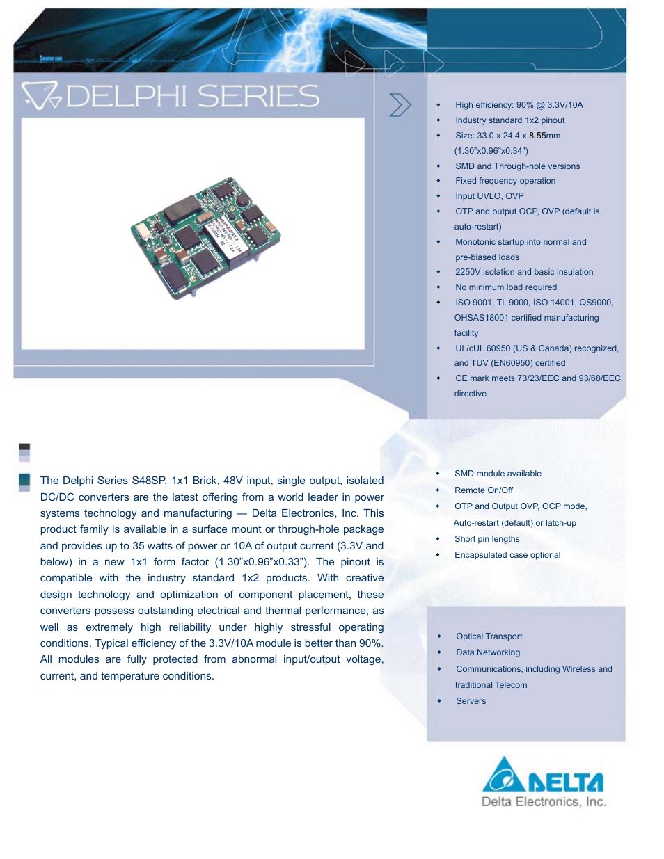 Delta Electronics Series S48SP User Manual | 14 pages