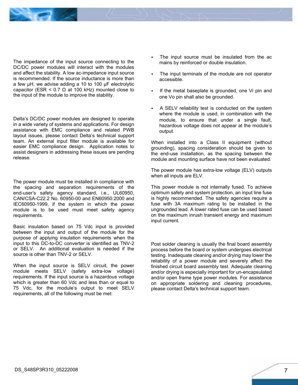 Design considerations | Delta Electronics Series S48SP User Manual | Page 7 / 14