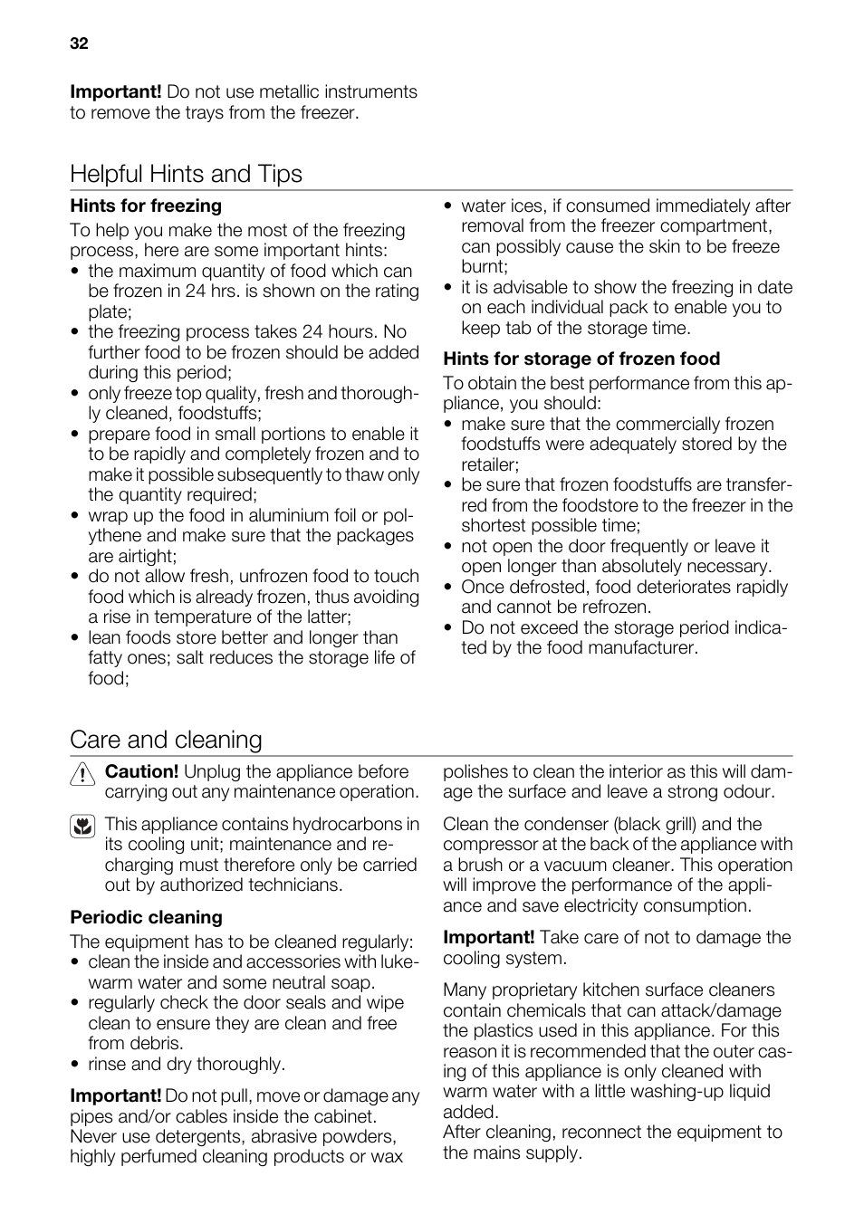 Helpful hints and tips, Care and cleaning | DE DIETRICH DFS911JE User Manual | Page 6 / 15