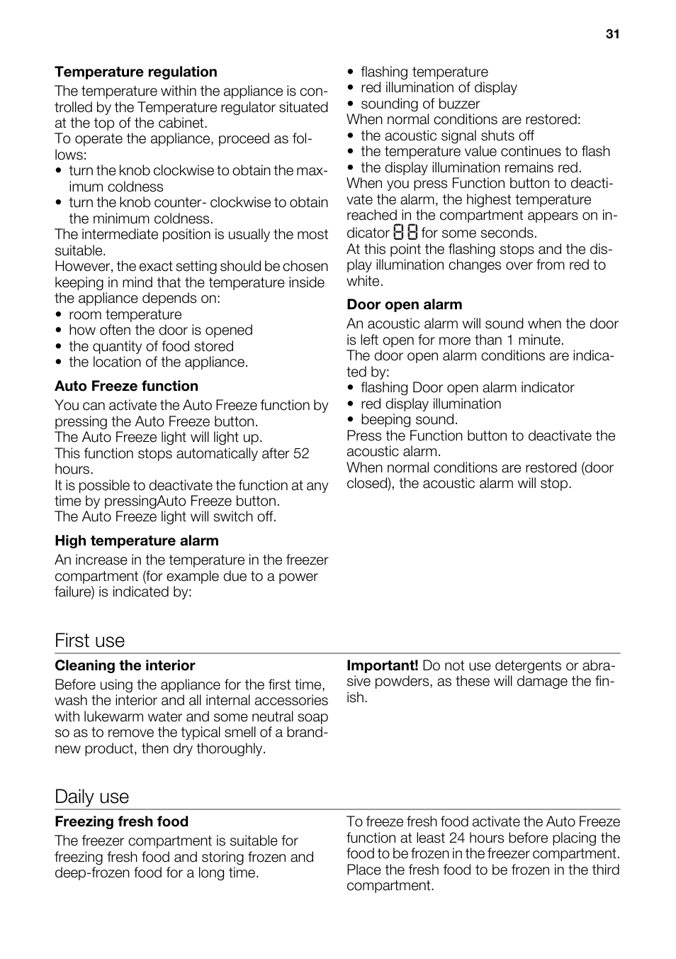 First use, Daily use | DE DIETRICH DFS914JE User Manual | Page 5 / 15