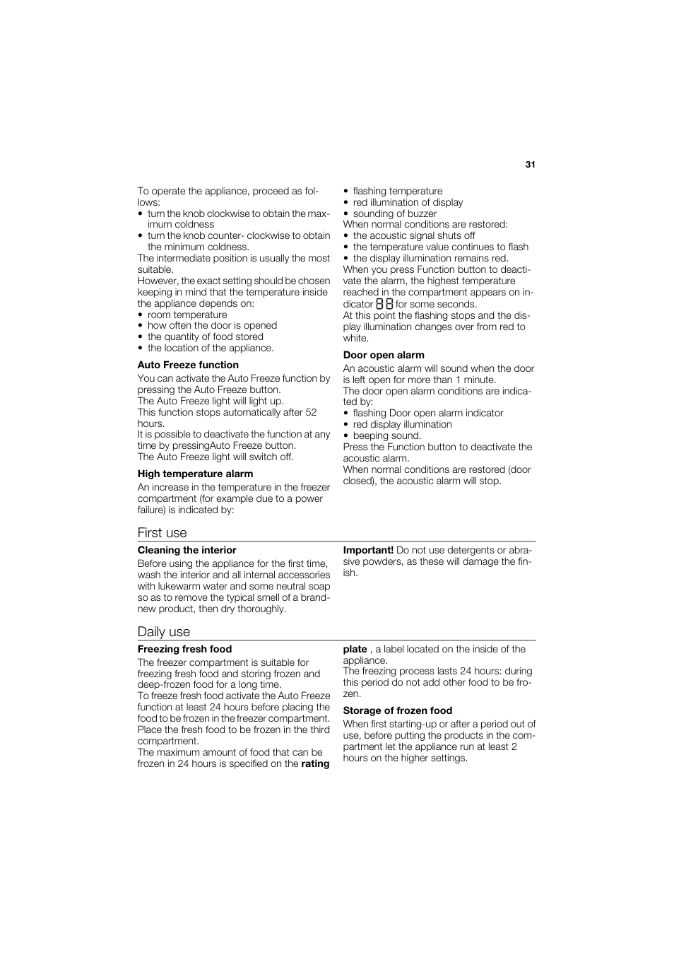 First use, Daily use | DE DIETRICH DFS920JE User Manual | Page 5 / 15