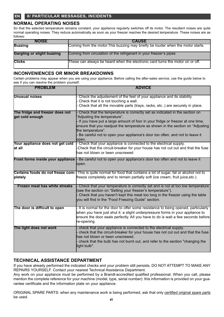 DE DIETRICH DKD845 User Manual | Page 20 / 22