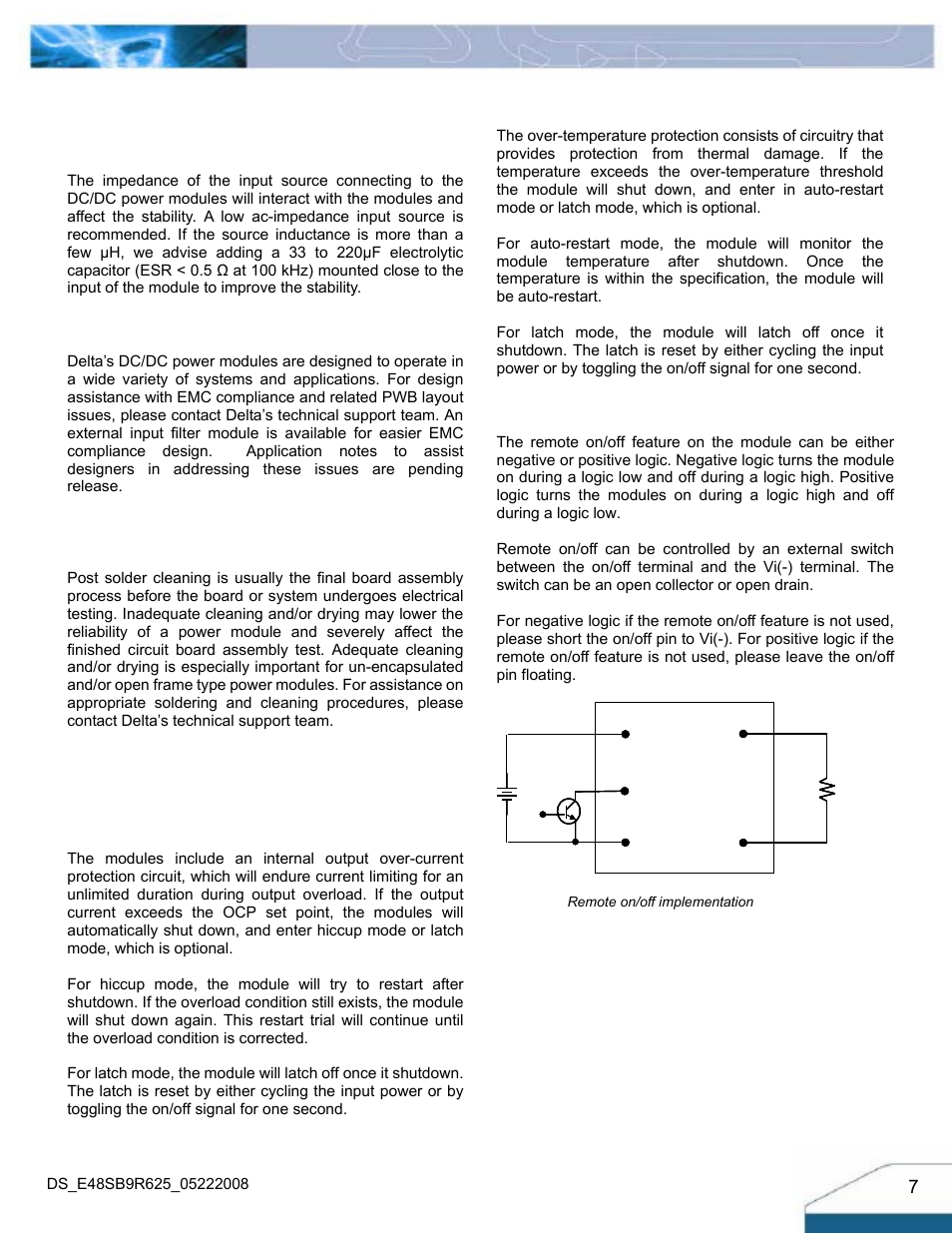 Design considerations, Features descriptions | Delta Electronics Series 240W User Manual | Page 7 / 11