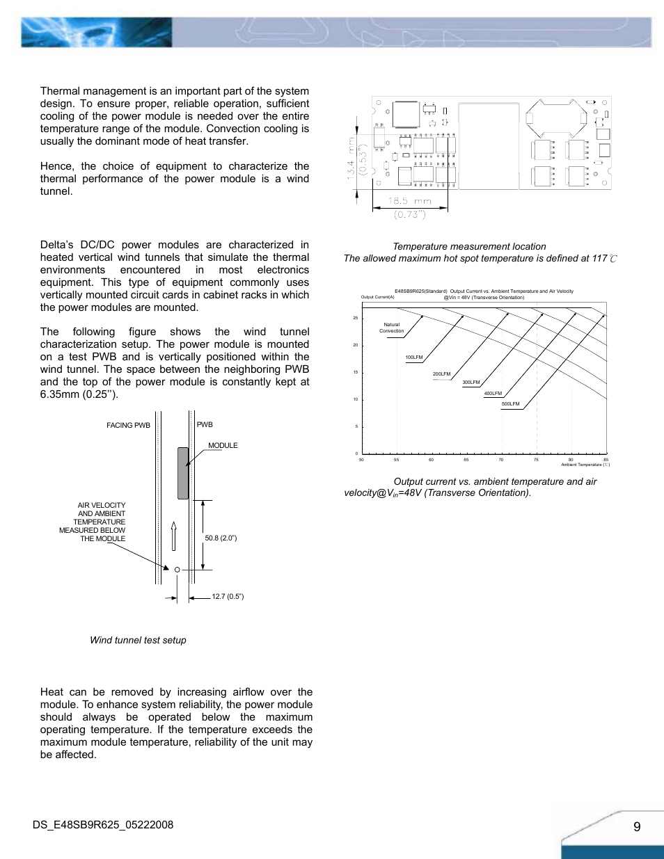 Thermal considerations, Thermal curves, Thermal testing setup | Thermal derating | Delta Electronics Series 240W User Manual | Page 9 / 11