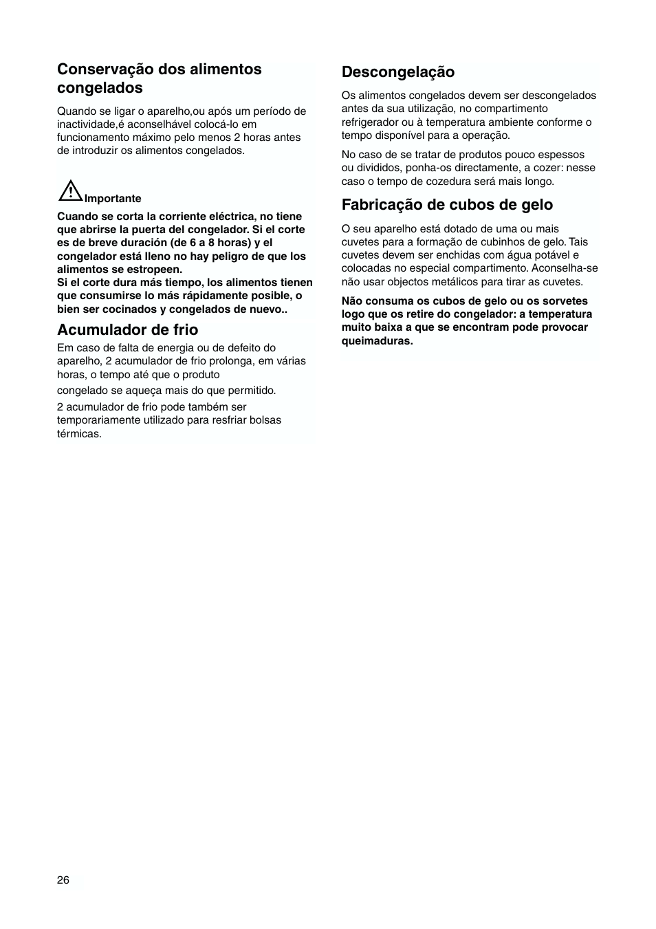 Conservação dos alimentos congelados, Acumulador de frio, Descongelação | Fabricação de cubos de gelo | DE DIETRICH DKH876 User Manual | Page 26 / 60