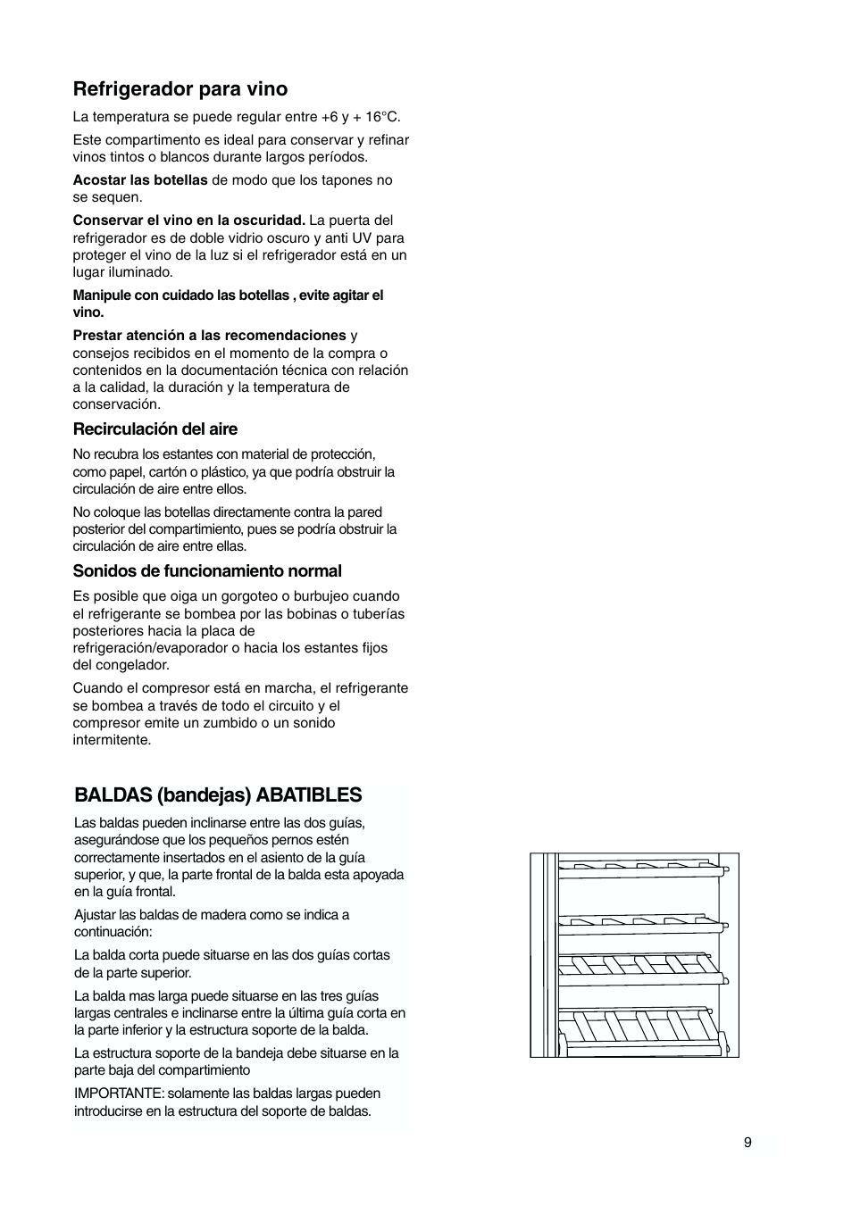 Refrigerador para vino, Baldas (bandejas) abatibles | DE DIETRICH DKH876 User Manual | Page 9 / 60