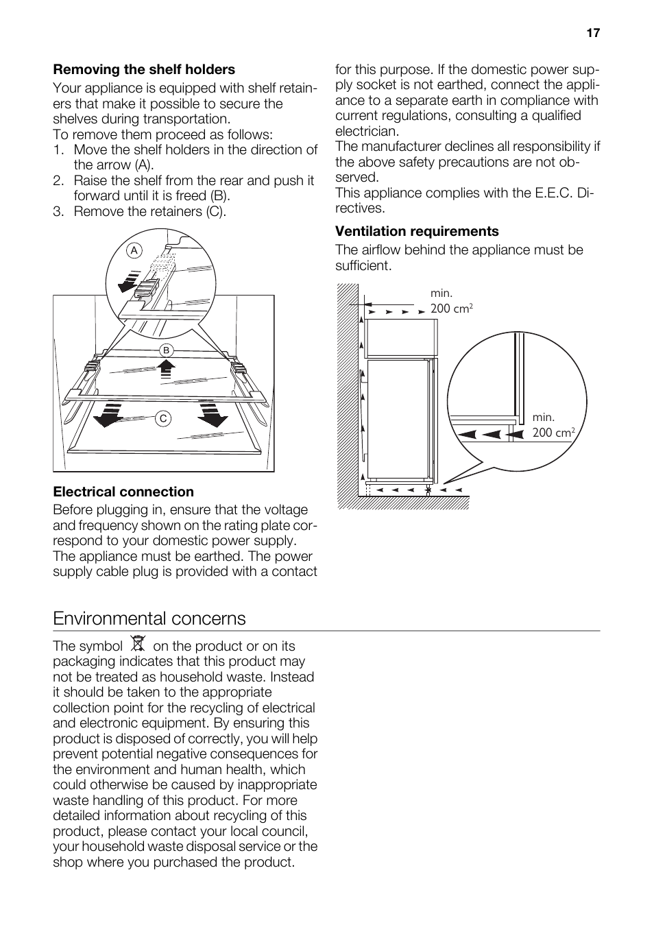 Environmental concerns | DE DIETRICH DKH876 User Manual | Page 17 / 20
