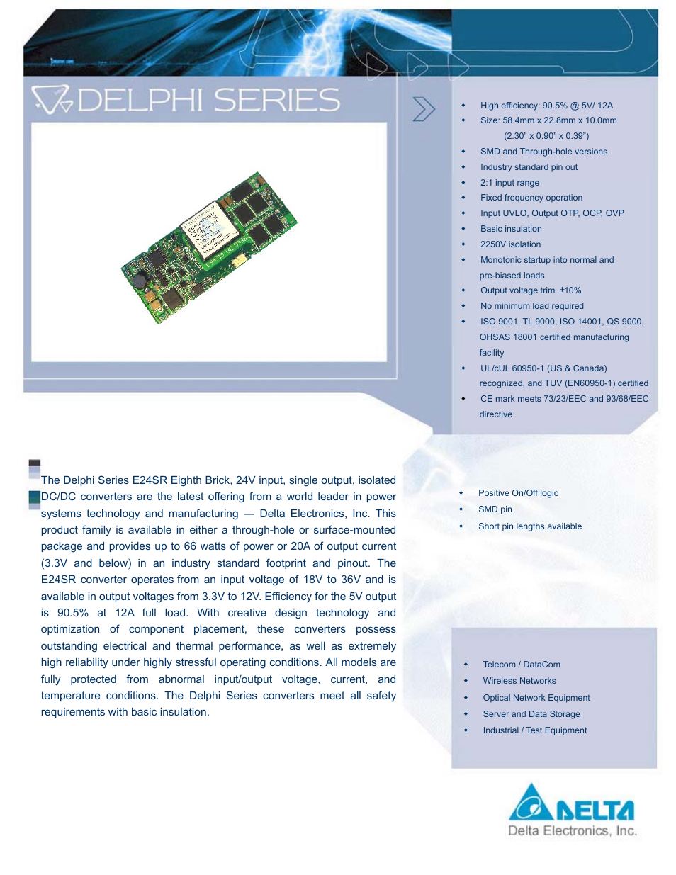 Delta Electronics Delphi Series E24SR User Manual | 15 pages