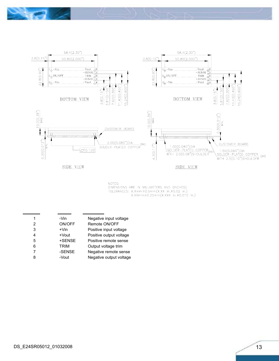 Mechanical drawing | Delta Electronics Delphi Series E24SR User Manual | Page 13 / 15