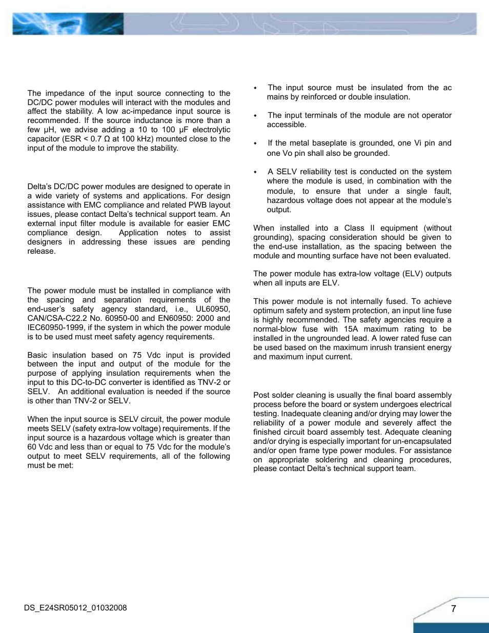 Design considerations | Delta Electronics Delphi Series E24SR User Manual | Page 7 / 15