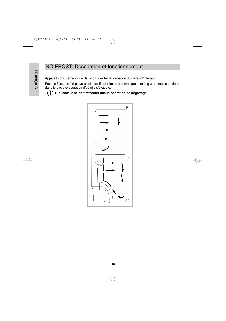 No frost: description et fonctionnement | DE DIETRICH DKP821_823_825_833_837 User Manual | Page 10 / 108