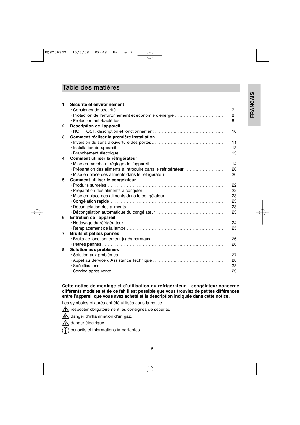 DE DIETRICH DKP821_823_825_833_837 User Manual | Page 5 / 108