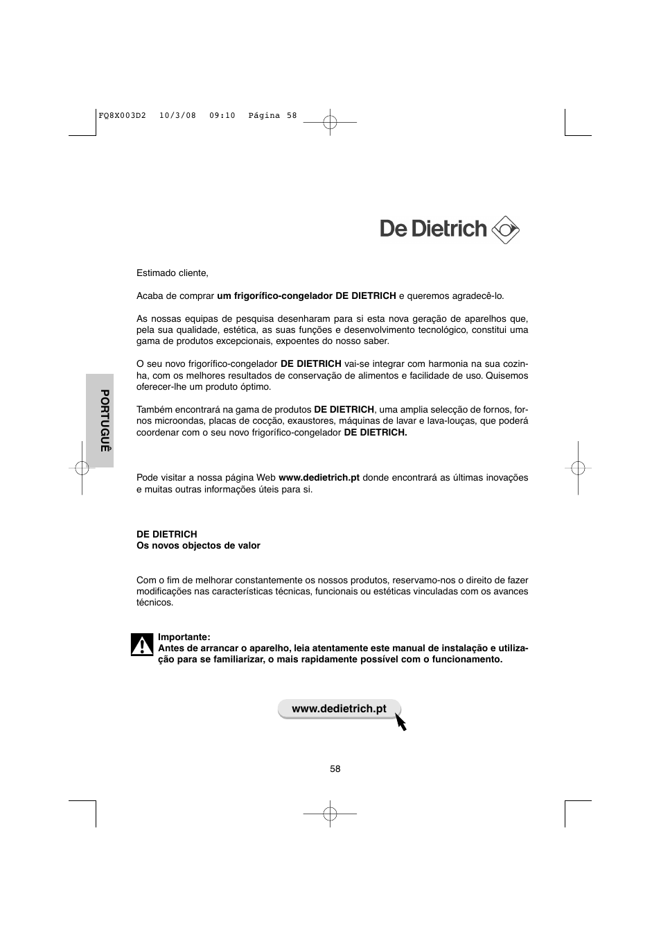 DE DIETRICH DKP821_823_825_833_837 User Manual | Page 58 / 108