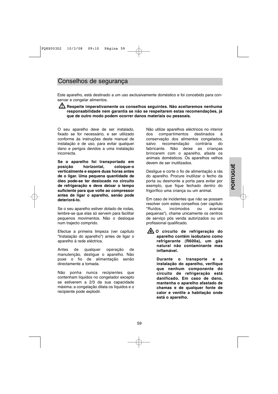 Conselhos de segurança | DE DIETRICH DKP821_823_825_833_837 User Manual | Page 59 / 108