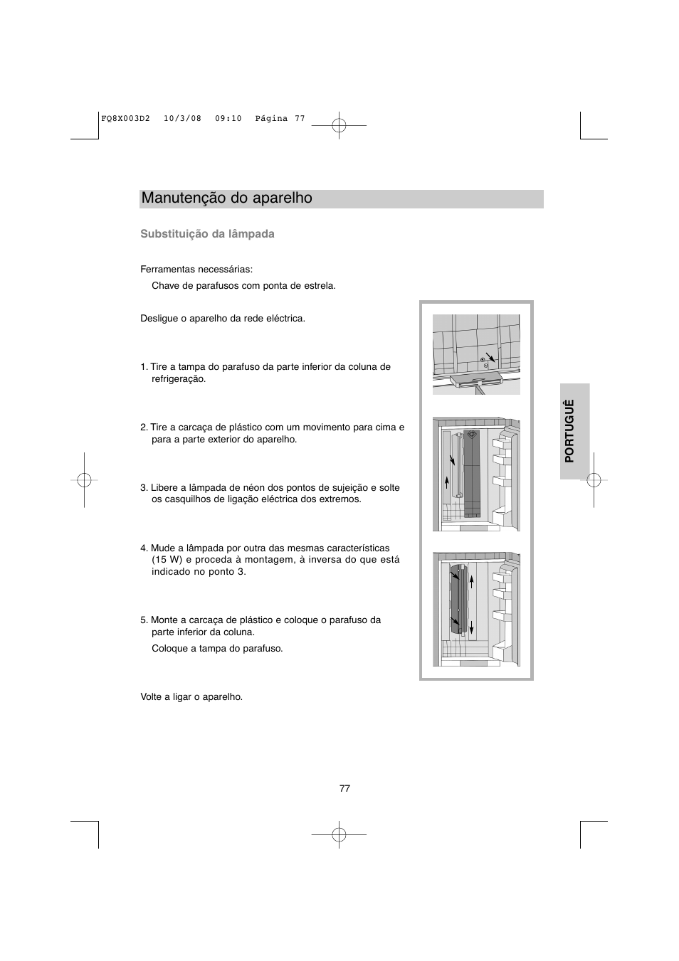 Manutenção do aparelho | DE DIETRICH DKP821_823_825_833_837 User Manual | Page 77 / 108