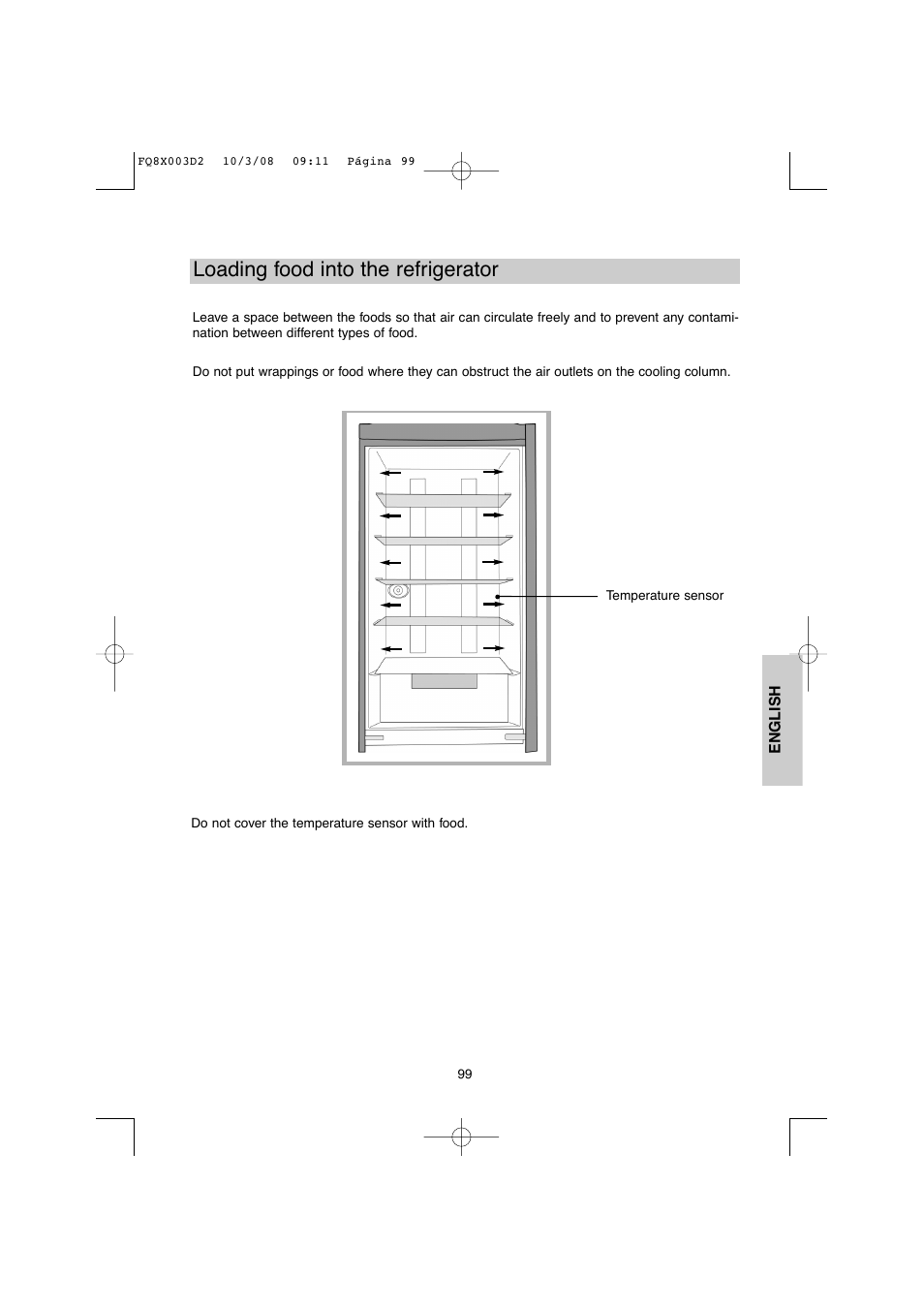 Loading food into the refrigerator | DE DIETRICH DKP821_823_825_833_837 User Manual | Page 99 / 108