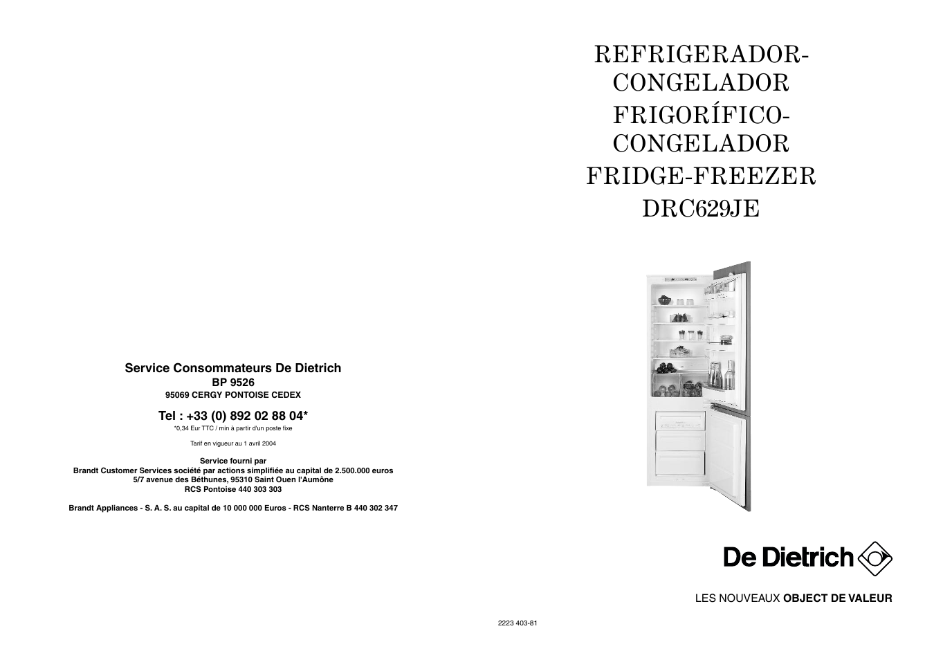 DE DIETRICH DRC629JE User Manual | 13 pages