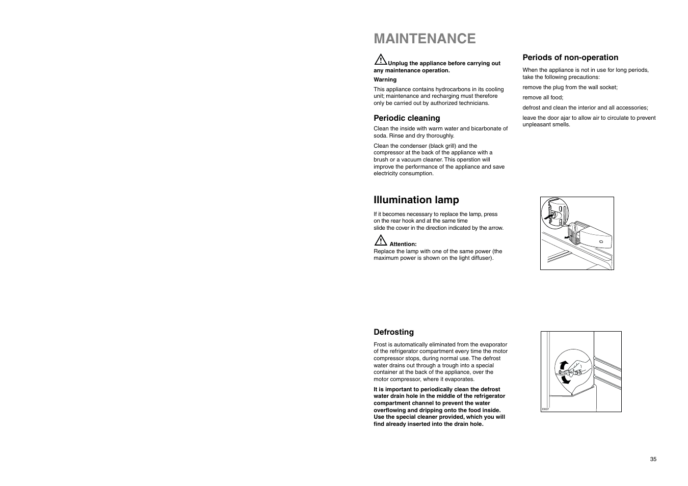 Maintenance, Illumination lamp | DE DIETRICH DRC629JE User Manual | Page 10 / 13