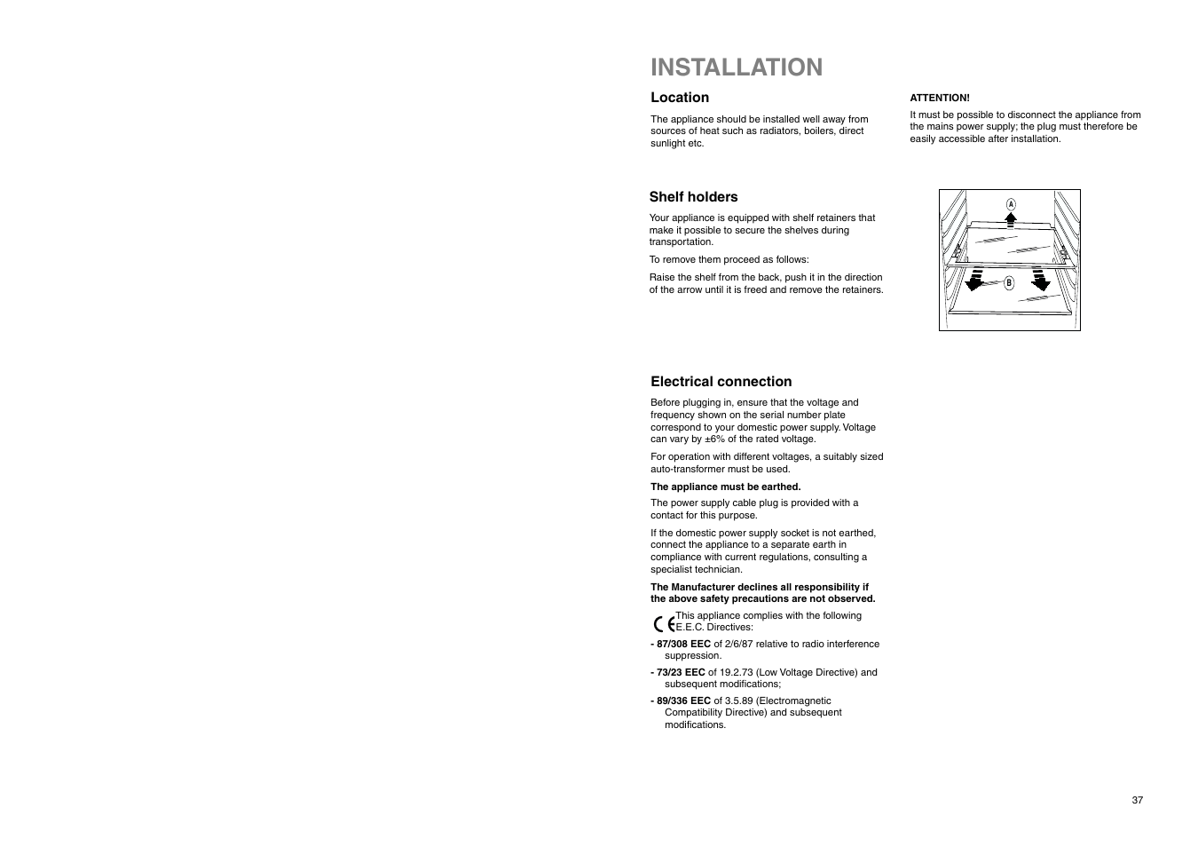 Installation | DE DIETRICH DRC629JE User Manual | Page 12 / 13