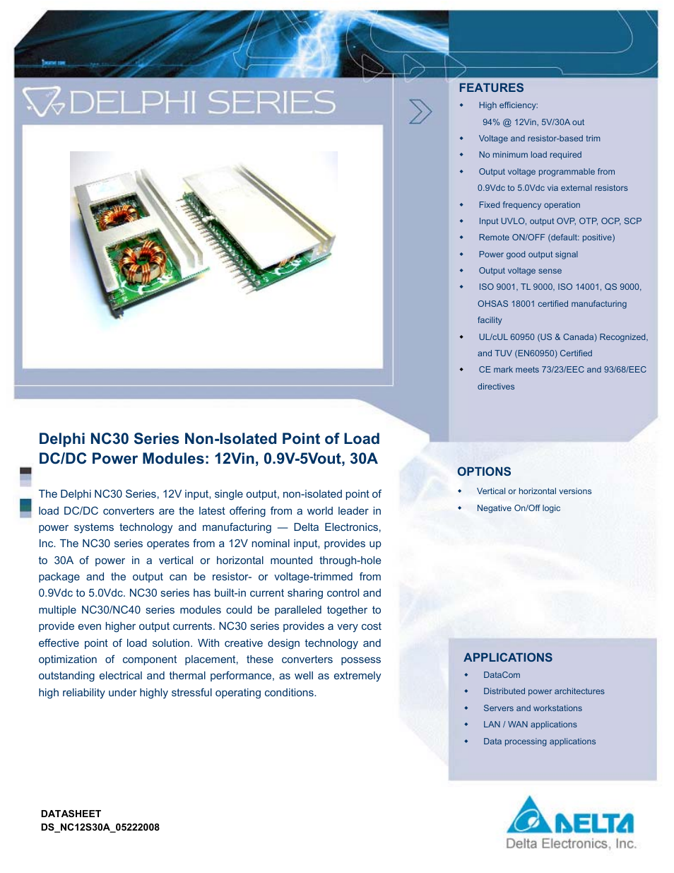 Delta Electronics Delphi NC30 User Manual | 14 pages