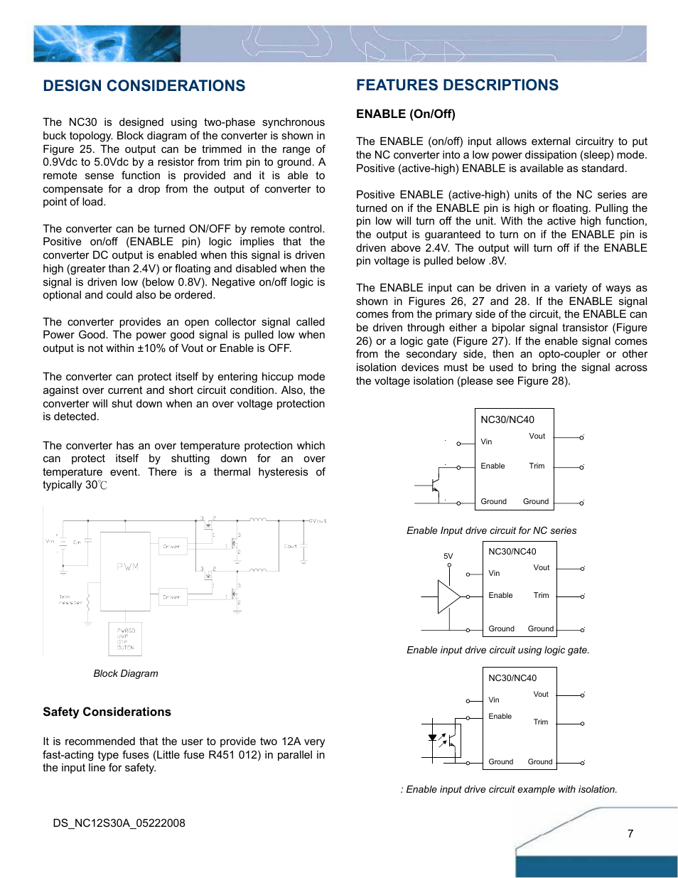 Features descriptions, Design considerations | Delta Electronics Delphi NC30 User Manual | Page 7 / 14