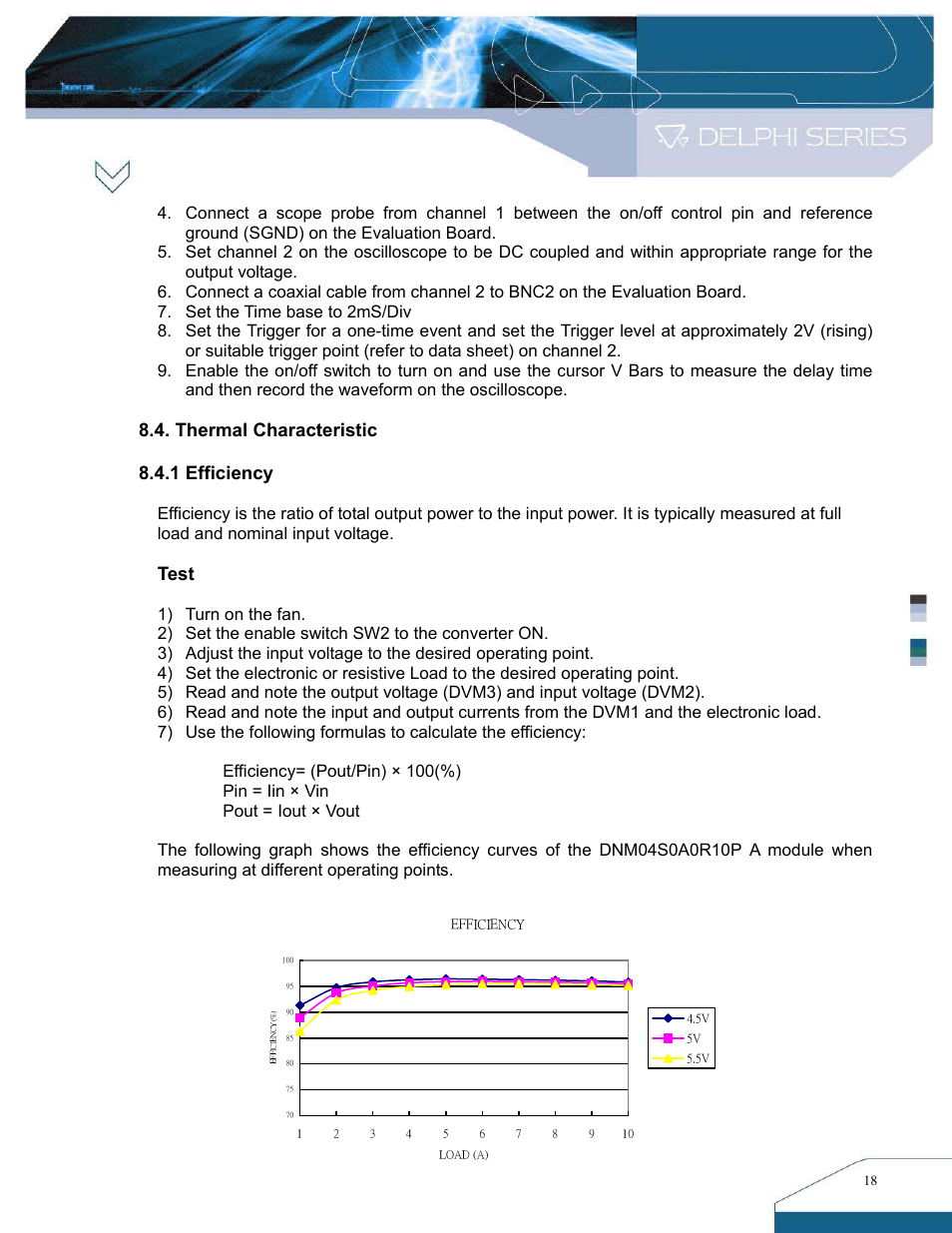 Thermal characteristic 8.4.1 efficiency, Test | Delta Electronics DNL SIP Series User Manual | Page 18 / 20